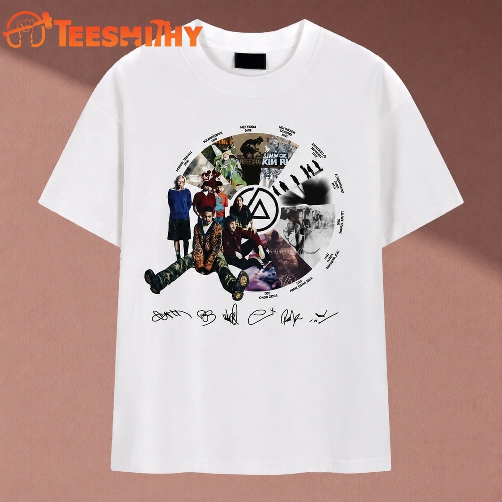 Linkin Park Discography Vinyl Wheel Band Signatures T Shirt