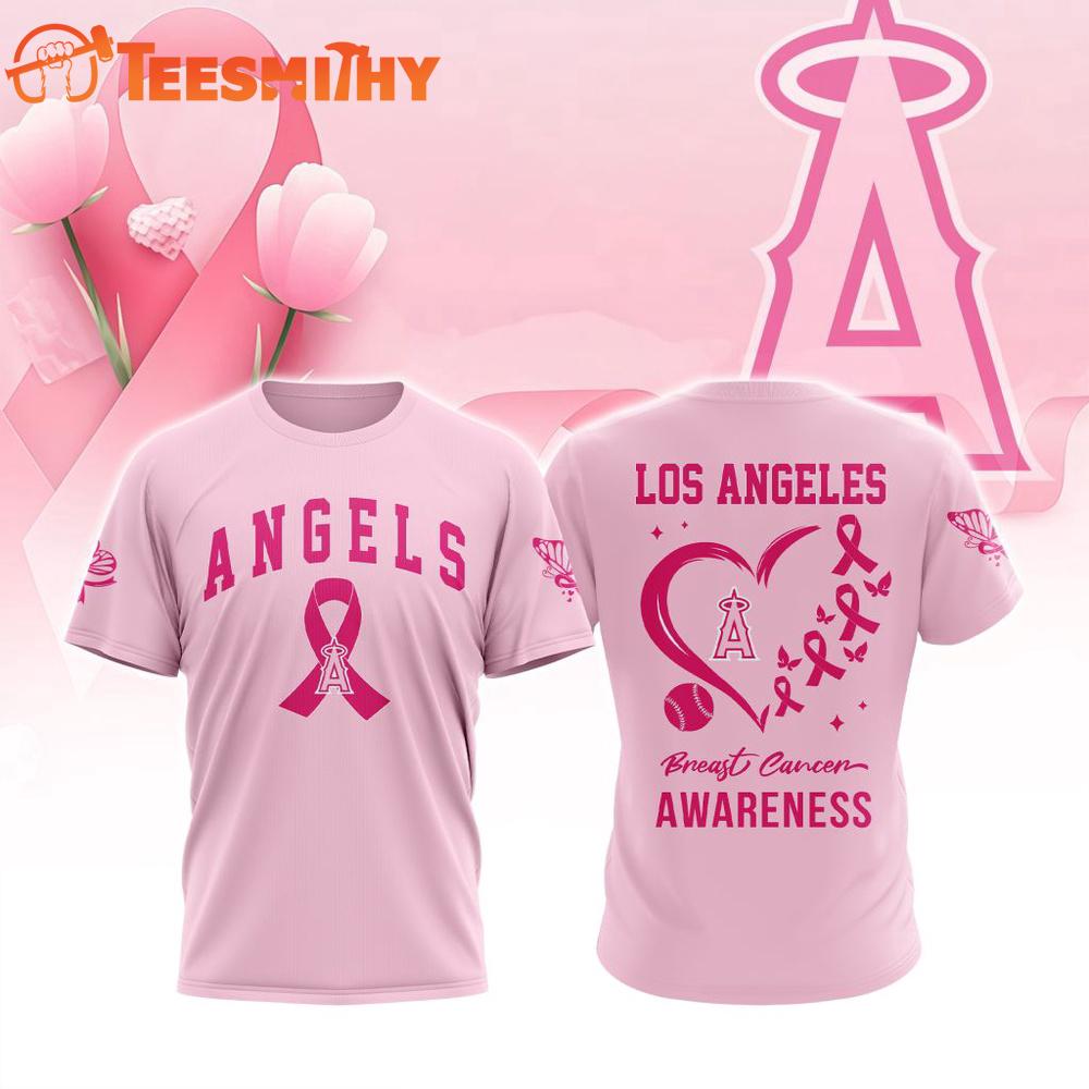 Los Angeles Angels 2025 MLB Pink Breast Cancer Awareness Design 3D Shirt