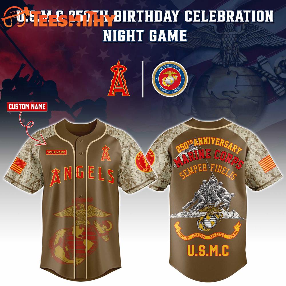Los Angeles Angels x U.S.M.C 250th Birthday Celebration Night Limited Edition Custom Baseball Jersey