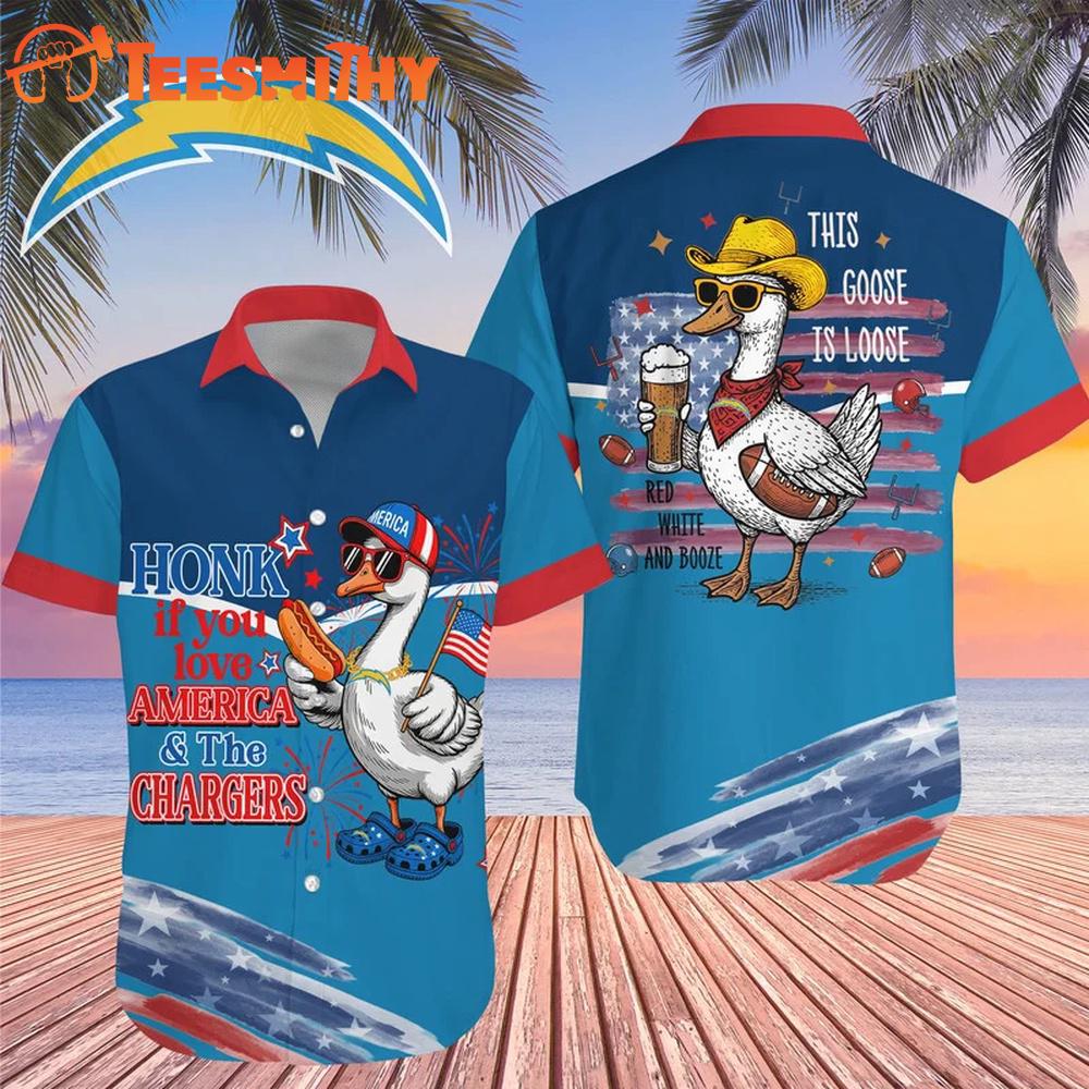 Los Angeles Chargers 2026 NFL America Flag Goose Hawaiian Shirt