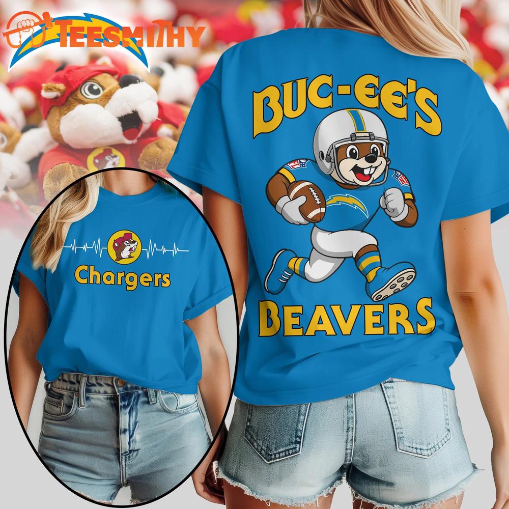 Los Angeles Chargers 2026 NFL Buc-ee’s Beavers All Over Print T Shirt