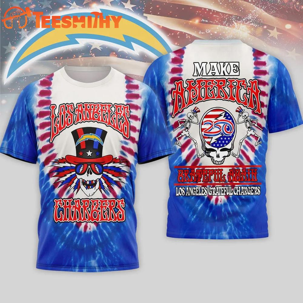 Los Angeles Chargers 2026 NFL Grateful Dead 250 Years Of America 3D T Shirt