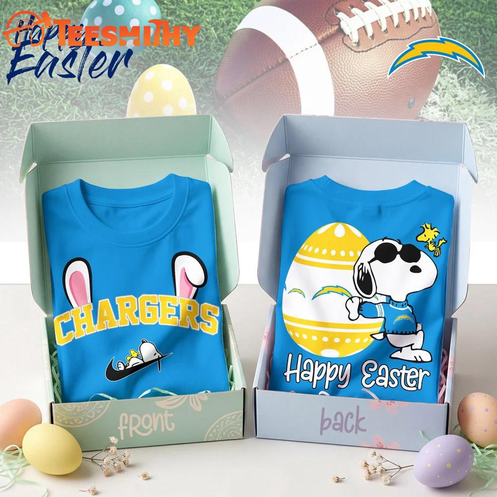 Los Angeles Chargers 2026 NFL Happy Snoopy Easter All Over Print Shirt