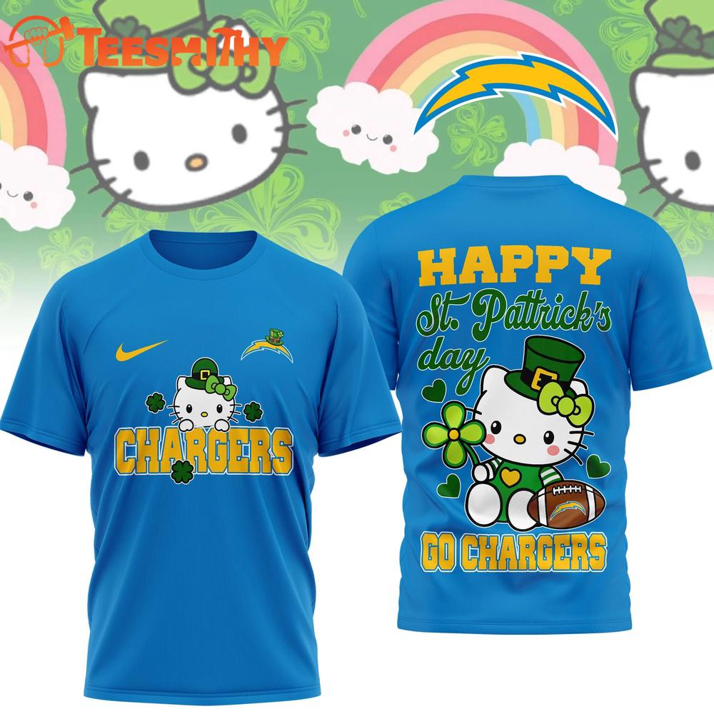 Los Angeles Chargers 2026 NFL Hello Kitty St. Pattrick's Day Special New 3D Shirt