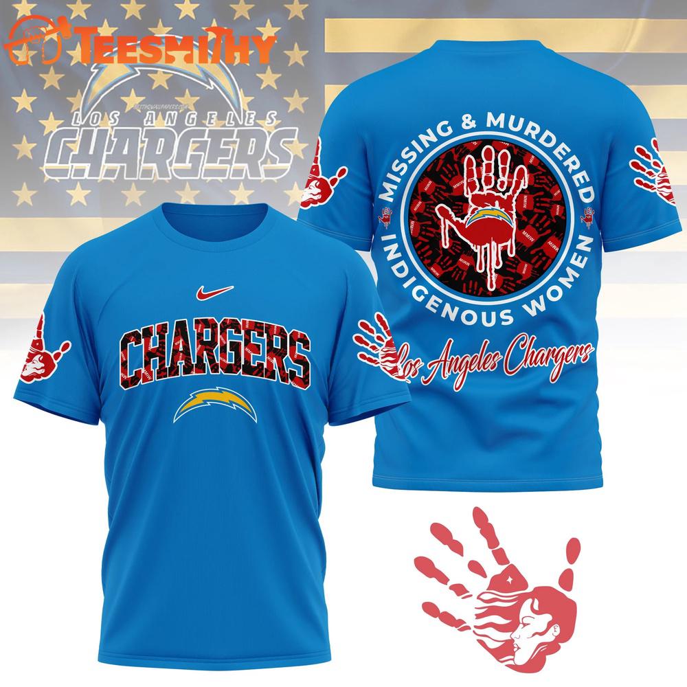 Los Angeles Chargers 2026 NFL Missing Murdered Indigenous Women Awareness 3D Shirt