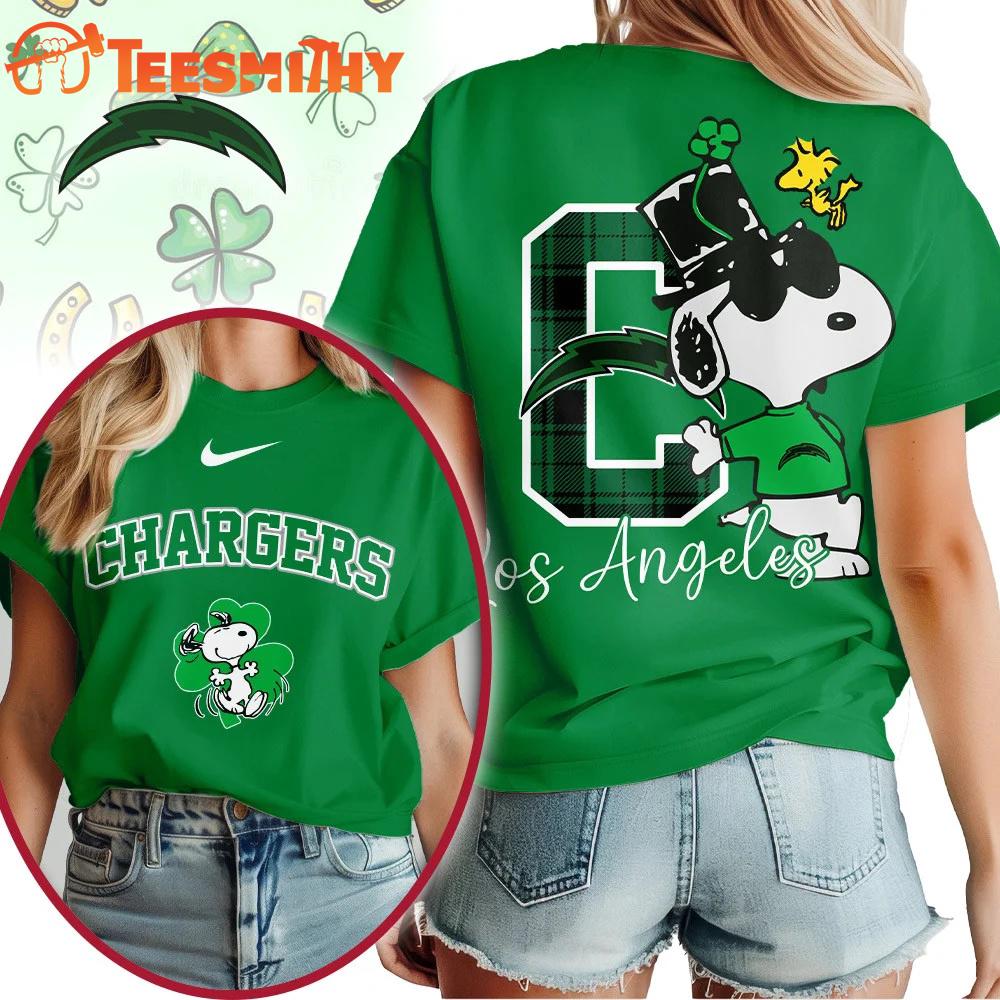 Los Angeles Chargers 2026 NFL Snoopy St. Patricks Day Unisex 3D Shirt