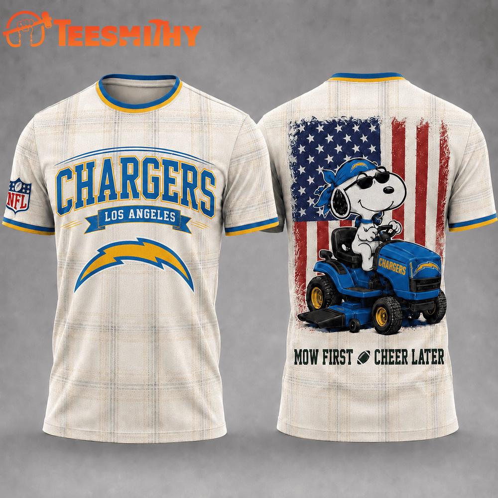 Los Angeles Chargers Funny Football Snoopy Gardening Lovers 3D T Shirt