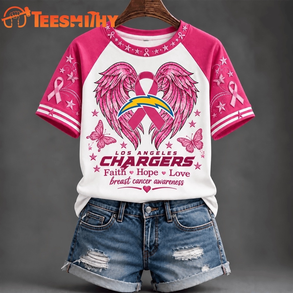 Los Angeles Chargers NFL Breast Cancer Awareness Faith Hope Love 2026 Unisex T Shirt