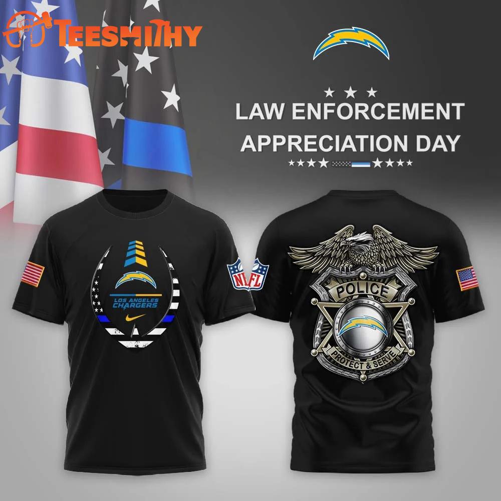 Los Angeles Chargers NFL Law Enforcement Appreciation Day Black T Shirt