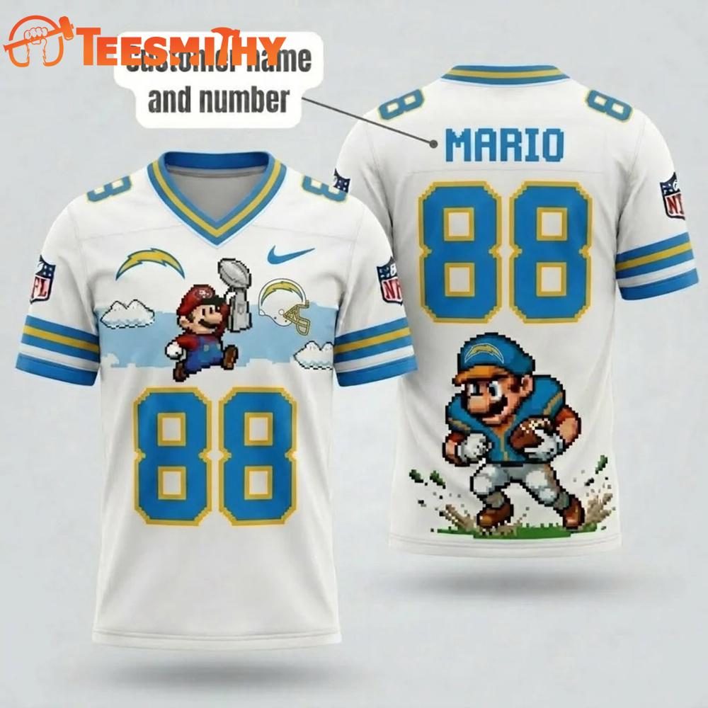 Los Angeles Chargers NFL Mario 2026 Design Football Jersey