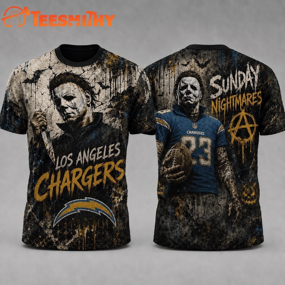 Los Angeles Chargers NFL Michael Myers Sunday Nightmares Horror Halloween 3D T Shirt