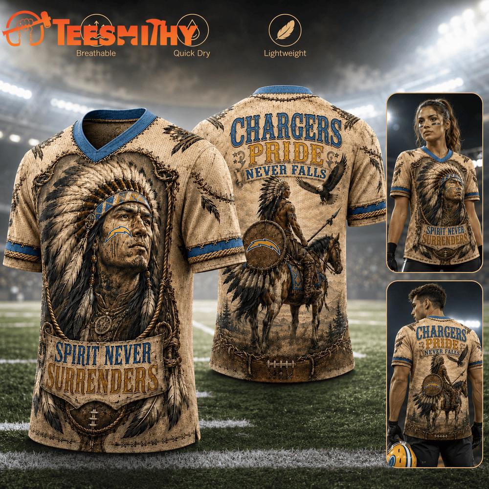 Los Angeles Chargers NFL Native American Warrior Vintage Game Day Football Jersey