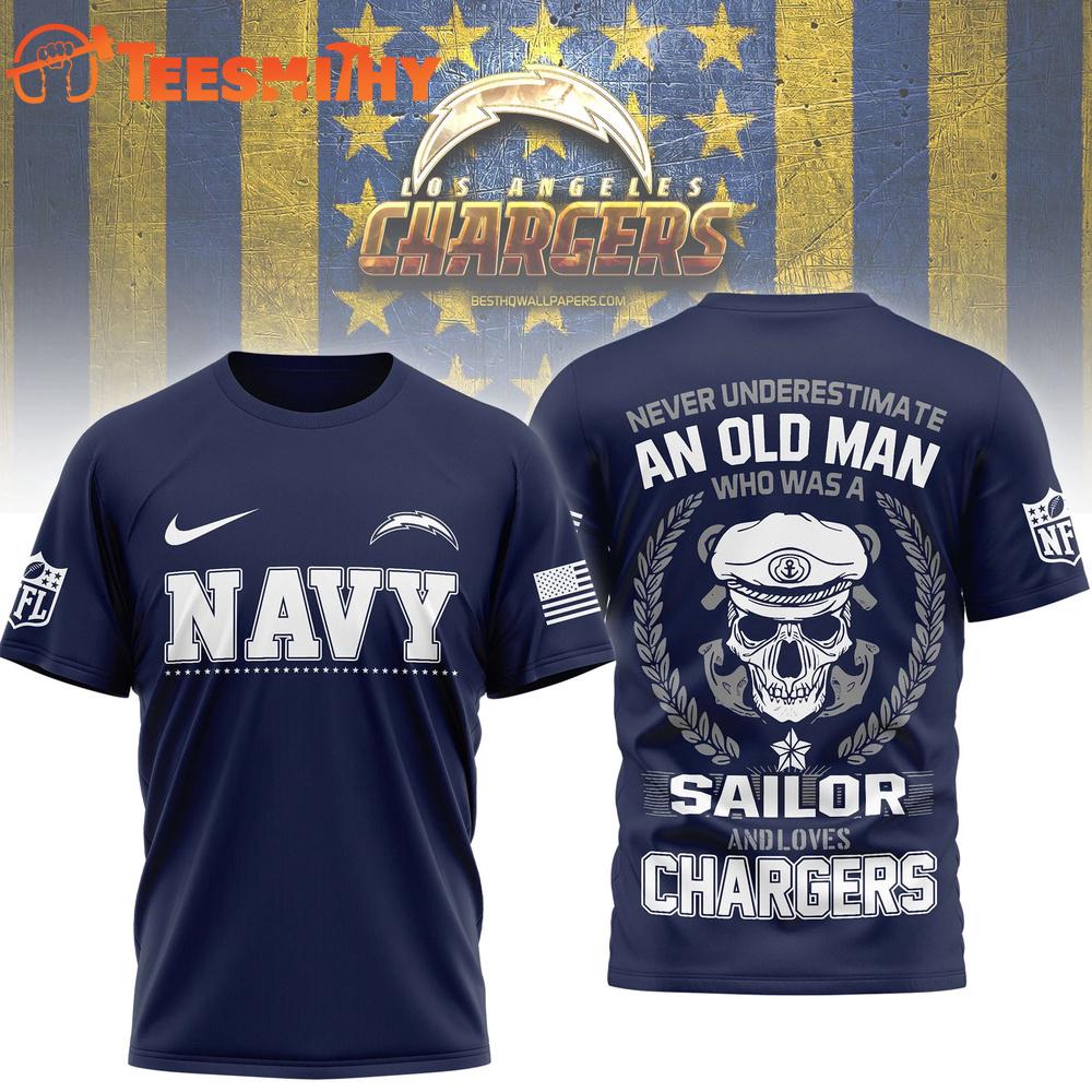 Los Angeles Chargers NFL Navy Veteran All Over Print Shirt