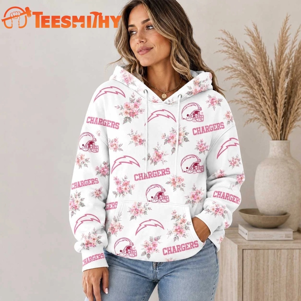 Los Angeles Chargers NFL Pink Floral Team Pride Hoodie Shirt