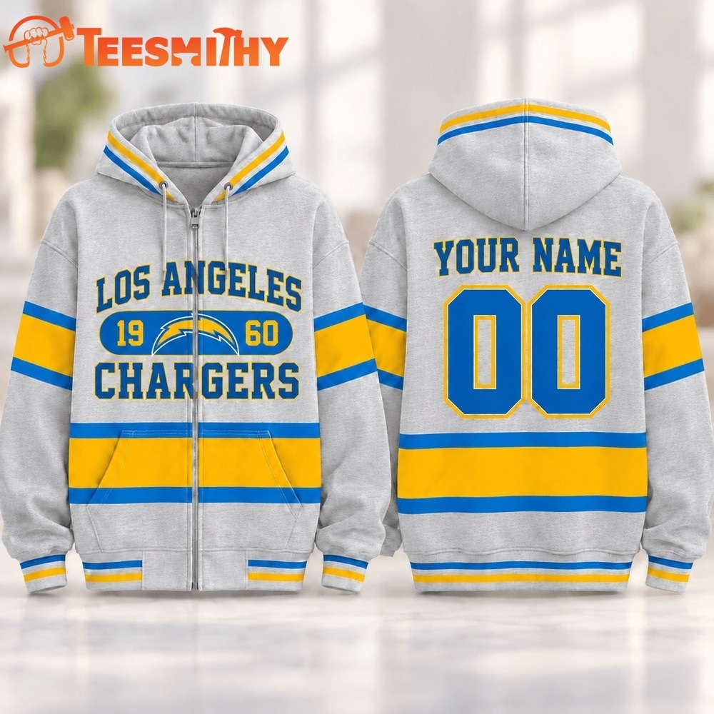 Los Angeles Chargers NFL Varsity Stripe Zip Hoodie