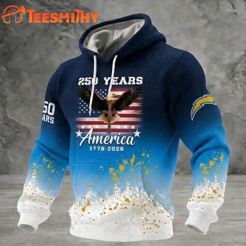 Los Angeles Chargers US 250th Anniversary Waffle Texture Strike Hoodie Shirt