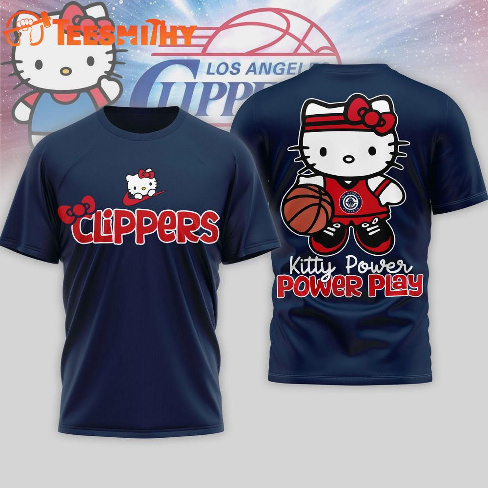 Los Angeles Clippers 2026 NBA Hello Kitty Power Play 3D T Shirt