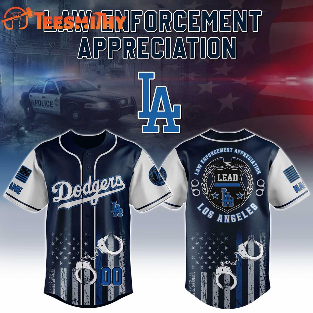 Los Angeles Dodgers Law Enforcement Appreciation Custom Baseball Jersey