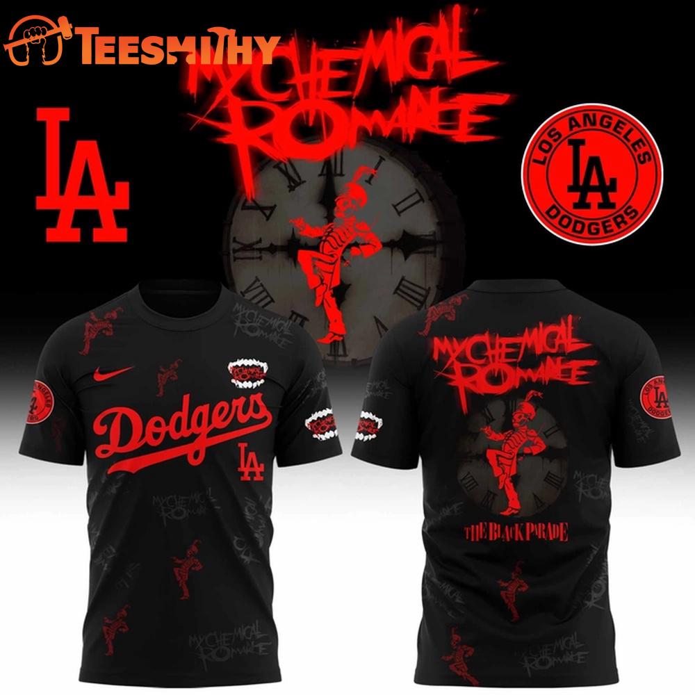 Los Angeles Dodgers Long Live The Black  My Chemical Romance Tour 2025 3D Shirt