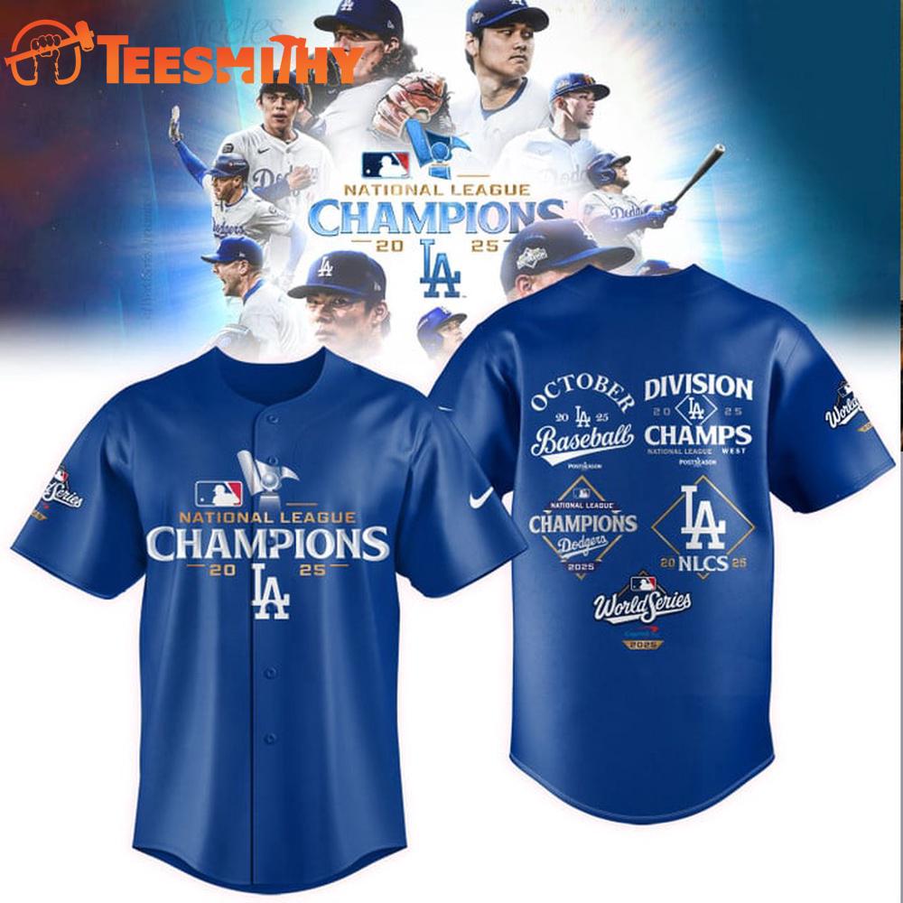 Los Angeles Dodgers National League Champions 2025 Baseball Jersey Los Angeles Dodgers National League Champions 2025 Baseball Jersey