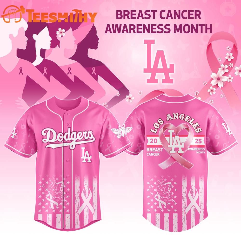 Los Angeles Dodgers x Breast Cancer Custom Baseball Jersey