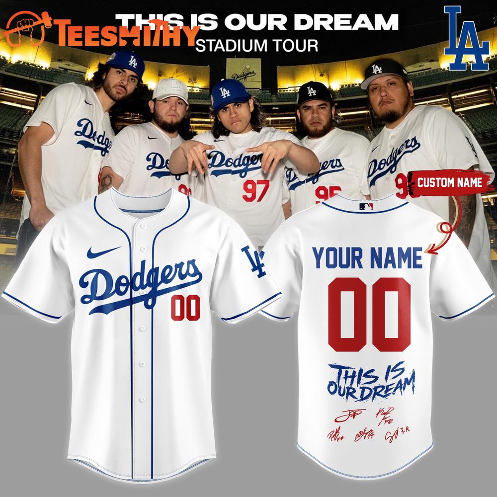 Los Angeles Dodgers X Fuerza Regida This Is Our Dream Stadium Tour 2026 Custom Baseball Jersey
