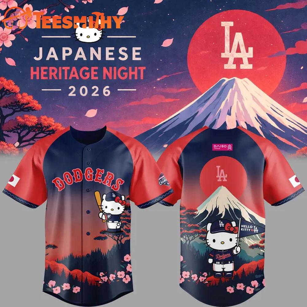Los Angeles Dodgers x Hello Kitty x Japanese Heritage Night Jersey Shirt