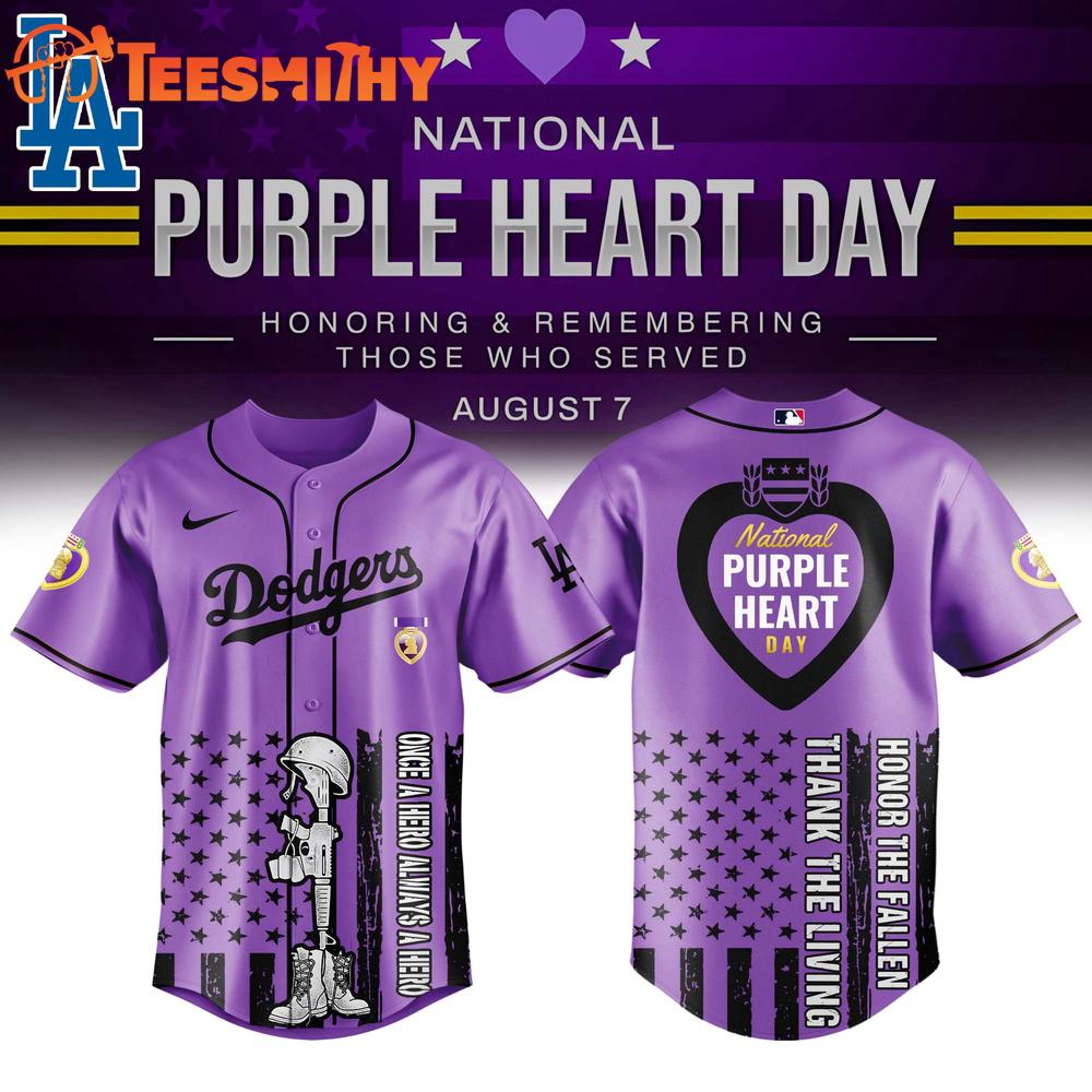 Los Angeles Dodgers x Purple Heart Day New Design Baseball Jersey Los Angeles Dodgers x Purple Heart Day New Design Baseball Jersey