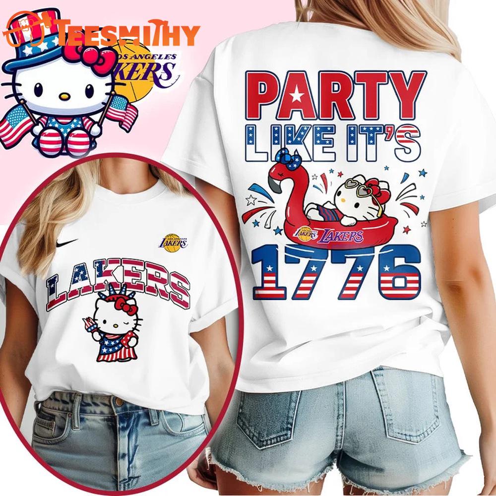 Los Angeles Lakers 2026 NBA Hello Kitty Independence Day Unisex 3D Shirt