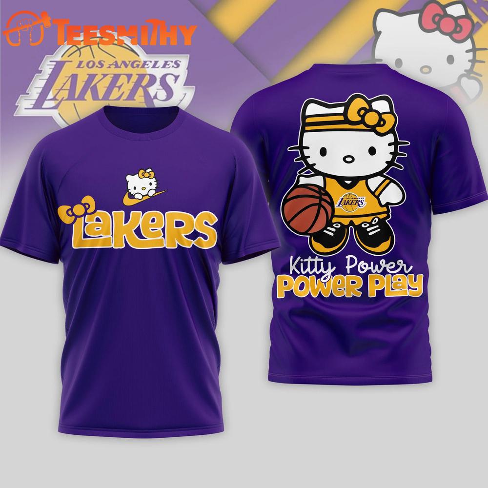 Los Angeles Lakers 2026 NBA Hello Kitty Power Play 3D T Shirt