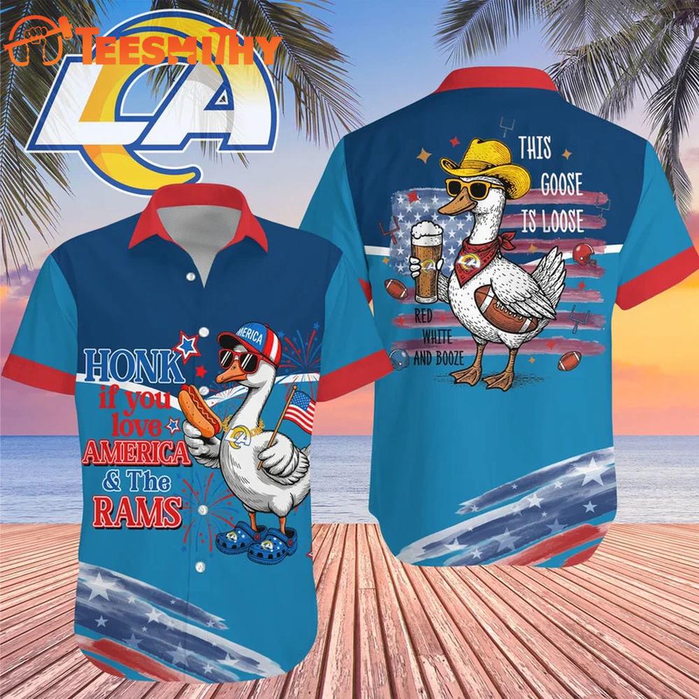 Los Angeles Rams 2026 NFL America Flag Goose Hawaiian Shirt
