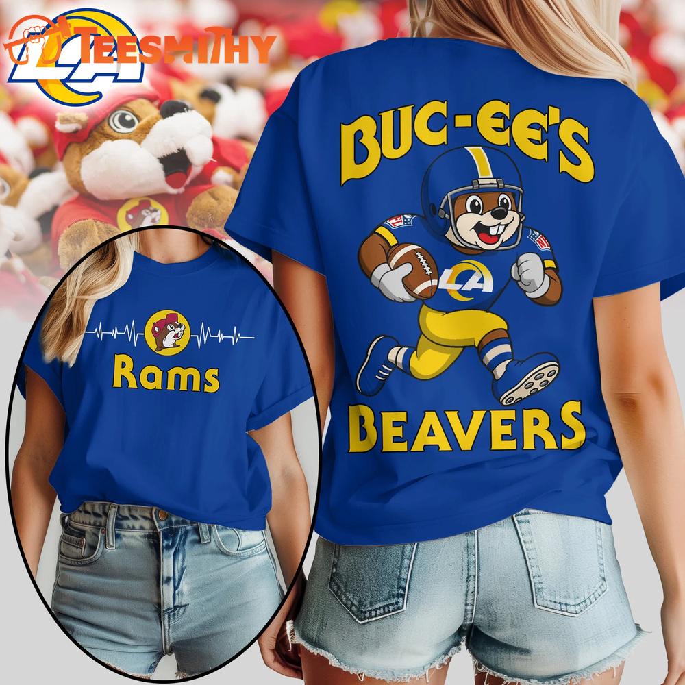 Los Angeles Rams 2026 NFL Buc-ee’s Beavers All Over Print T Shirt
