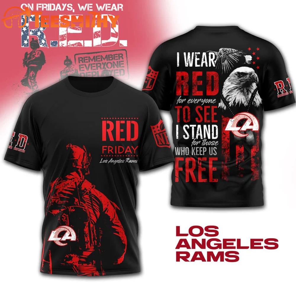Los Angeles Rams 2026 NFL RED Friday 3D T Shirt