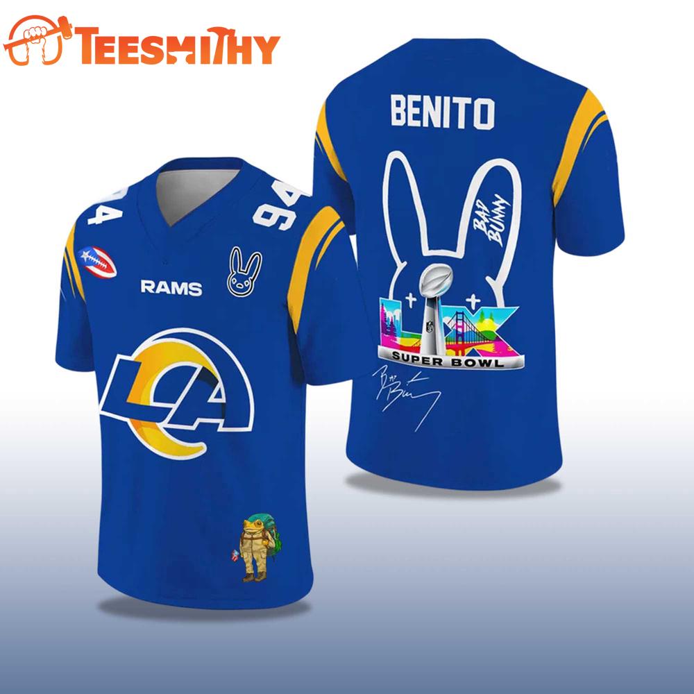 Los Angeles Rams Football Bad Bunny 2026 Super Bowl LX Jersey Shirt