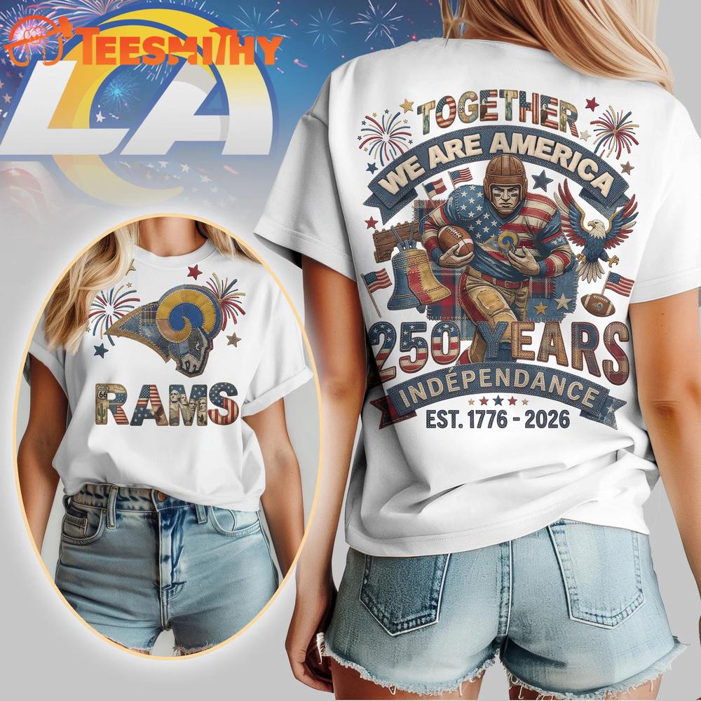 Los Angeles Rams NFL 250th Anniversary Of America Patchwork All Over Print T Shirt