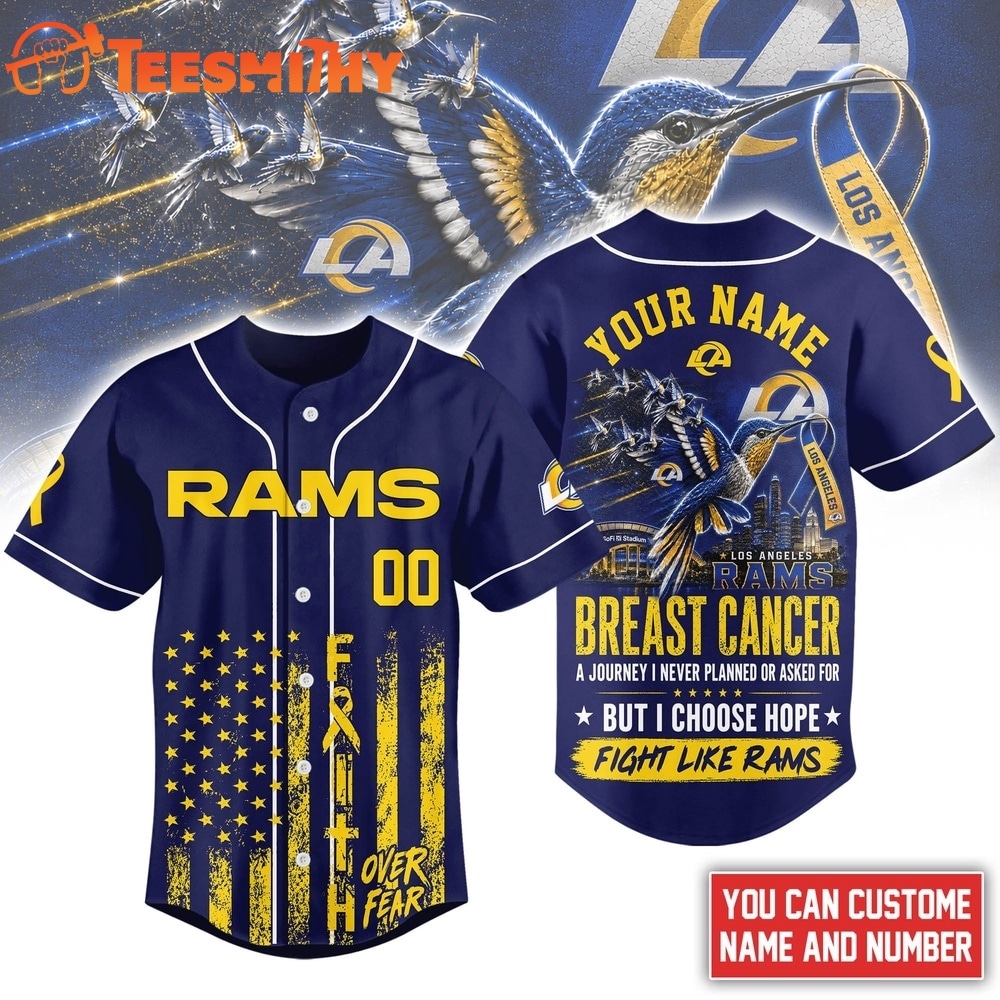 Los Angeles Rams NFL Breast Cancer Hope Over Fear Baseball Jersey