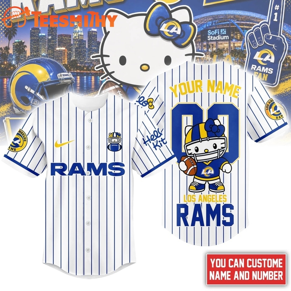 Los Angeles Rams NFL Kitty Game Day Custom Baseball Jersey Shirt