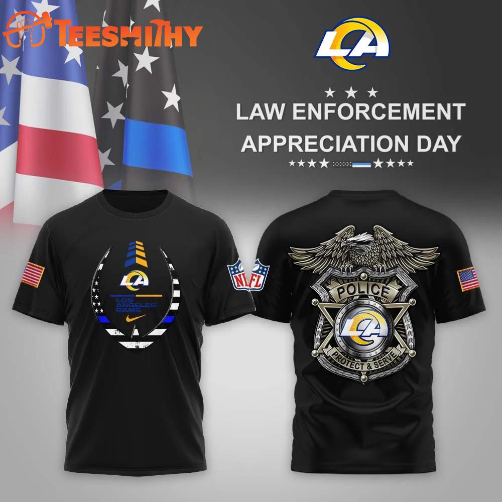 Los Angeles Rams NFL Law Enforcement Appreciation Day Black T Shirt