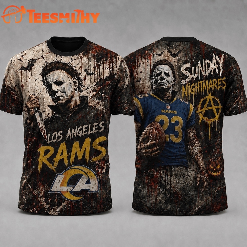 Los Angeles Rams NFL Michael Myers Sunday Nightmares Horror Halloween 3D T Shirt