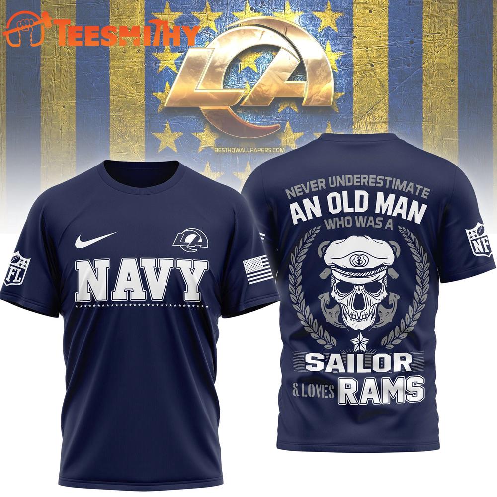 Los Angeles Rams NFL Navy Veteran All Over Print Shirt