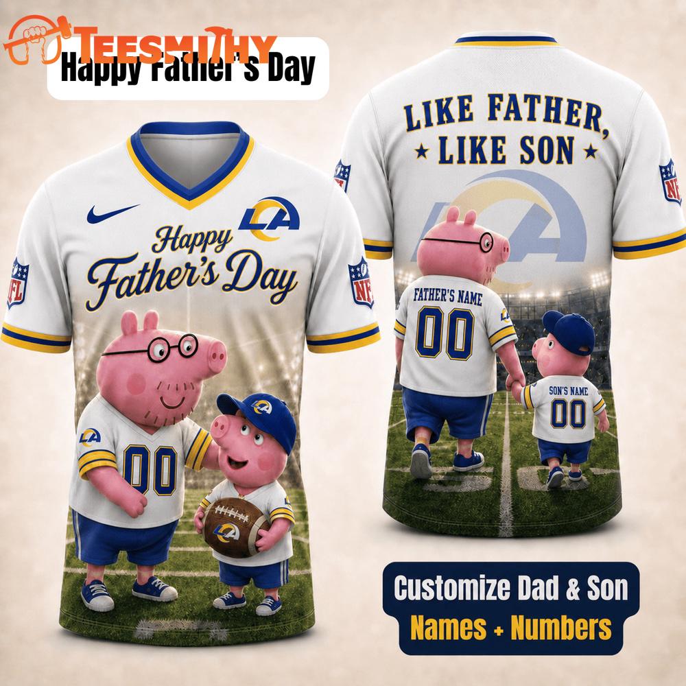 Los Angeles Rams NFL Peppa Pig Father's Day Dad Football Jersey