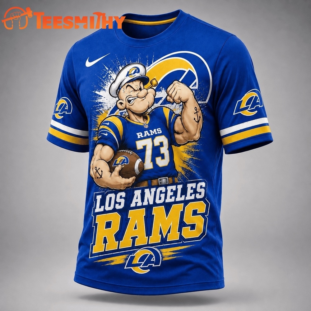 Los Angeles Rams NFL Popeye Bold Cartoon Athletes 3D T Shirt