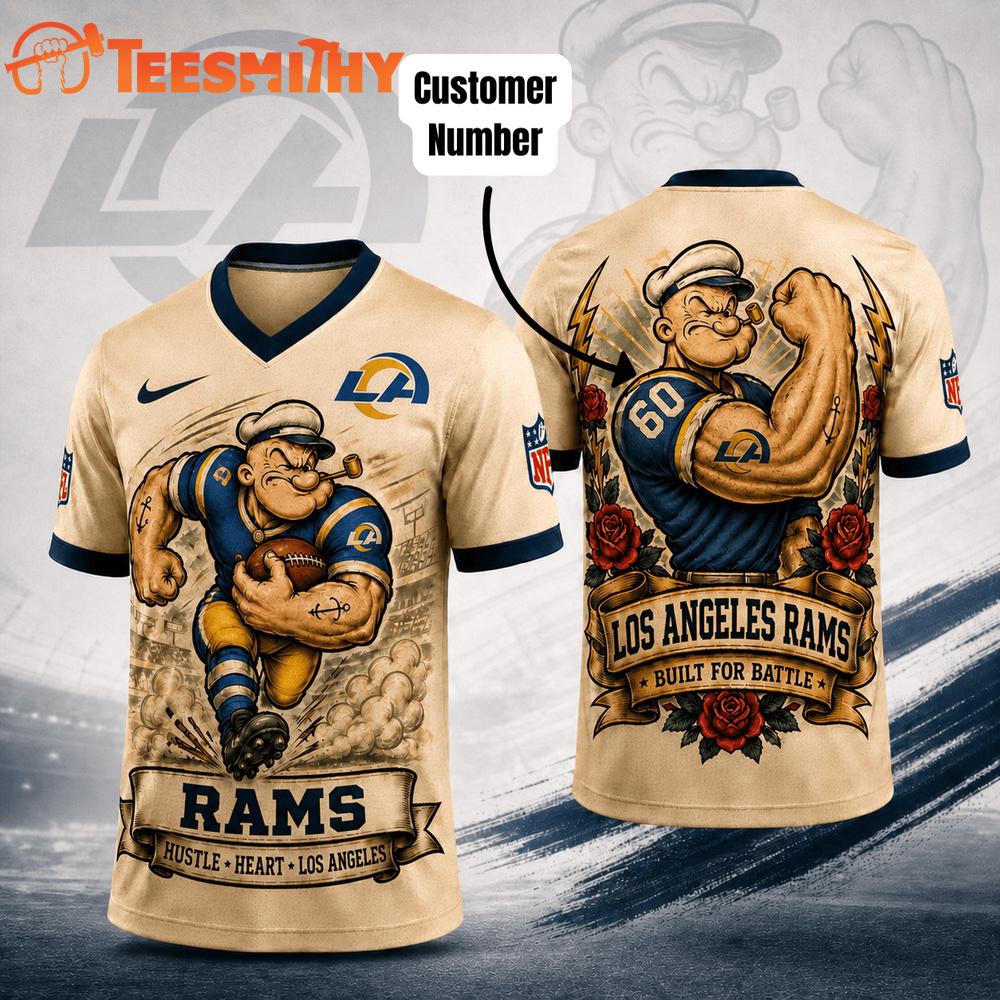 Los Angeles Rams NFL Popeye Vintage Tattoo Football Jersey