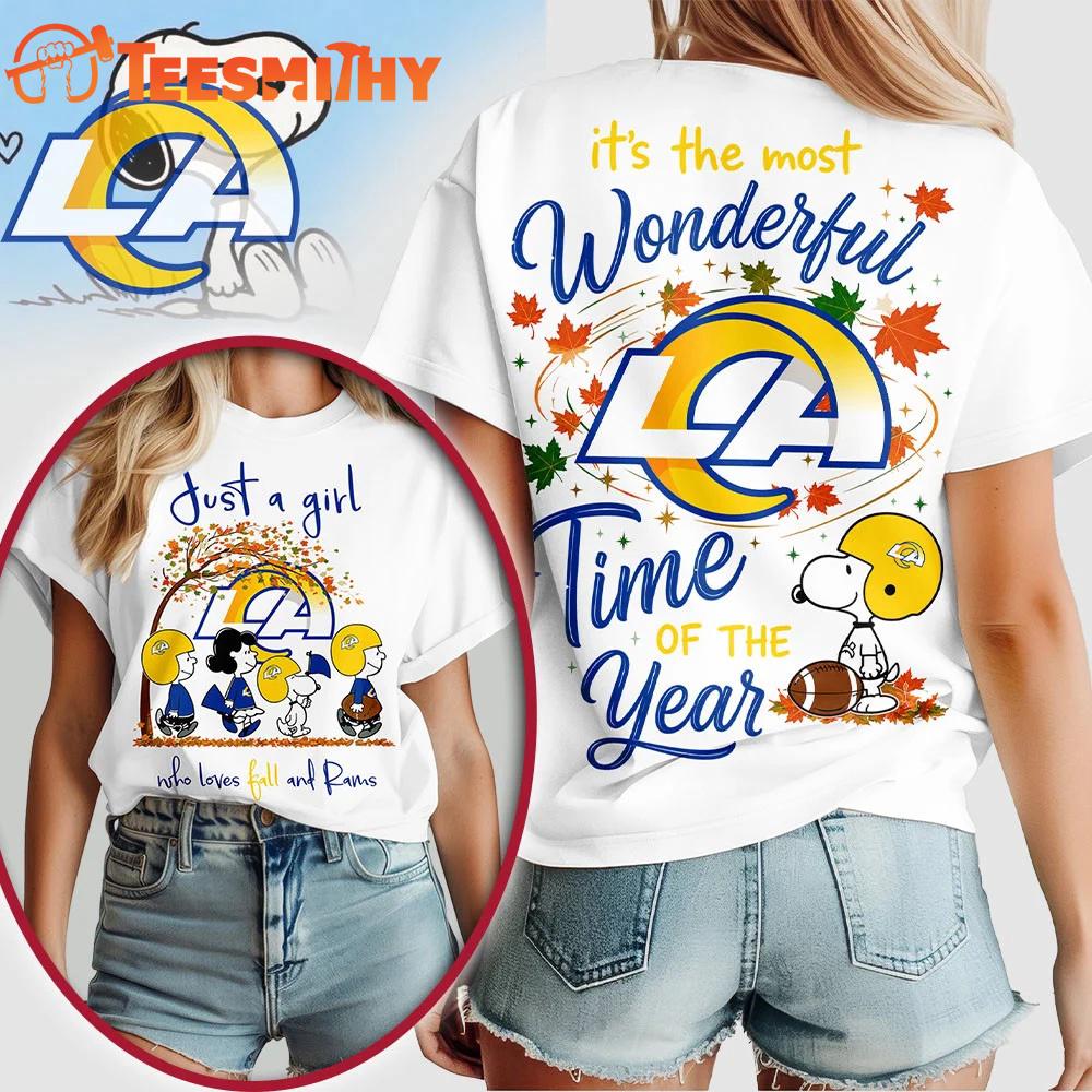 Los Angeles Rams NFL Snoopy Fall Wonderful Time of the Year 3D Shirt