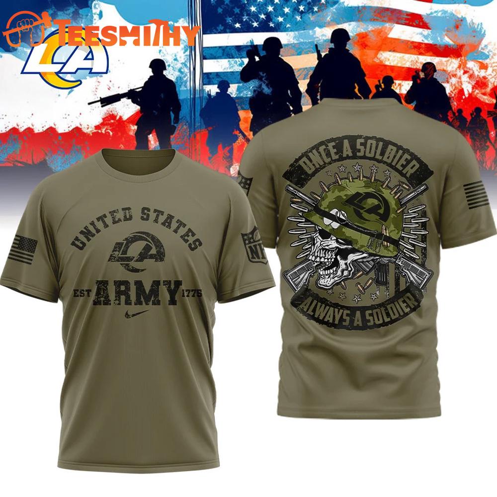 Los Angeles Rams NFL US Army Once A Soldier Always A Soldier 3D Shirt