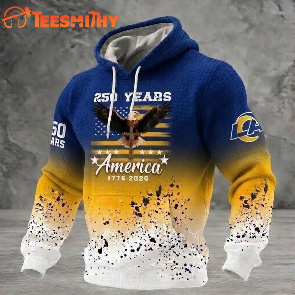 Los Angeles Rams US 250th Anniversary Waffle Texture Strike Hoodie Shirt
