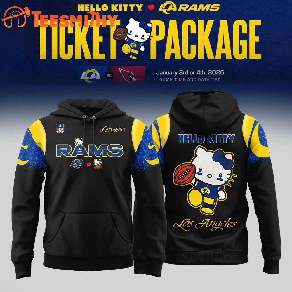 Los Angeles Rams x Hello Kitty Football Black Hoodie Shirt