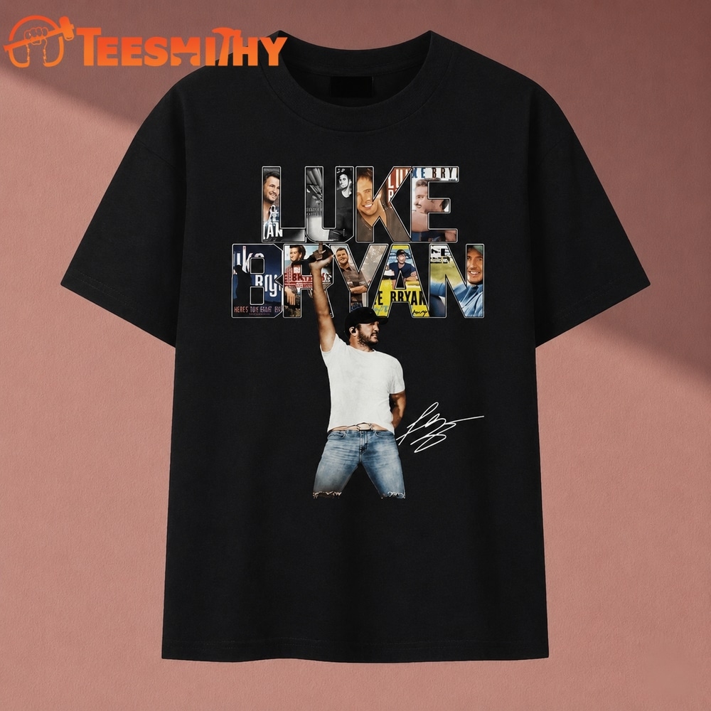 Luke Bryan Photo Text Fill Vintage Country Music Graphic T Shirt
