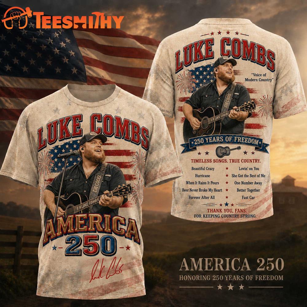 Luke Combs Graphic Signature Music America 250 Years 3D Shirt