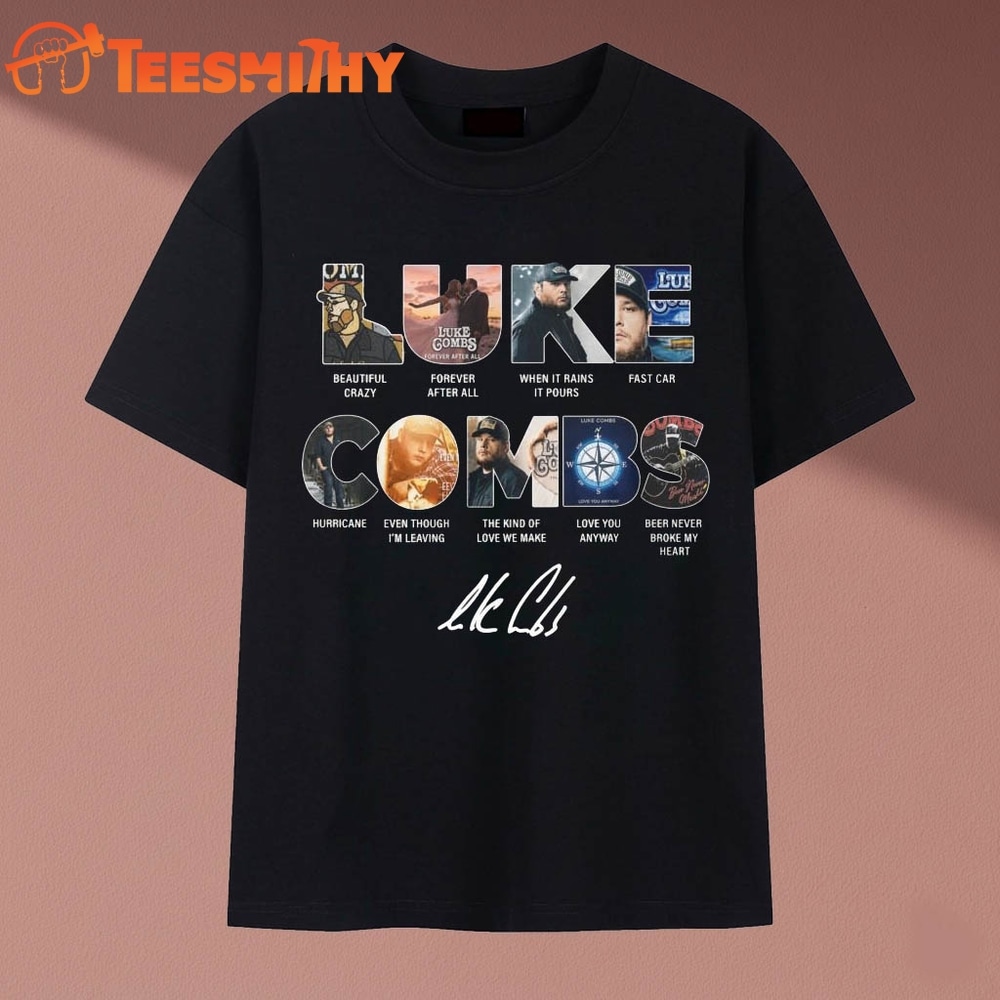 Luke Combs Hit Songs Typography Signature Country Music T Shirt
